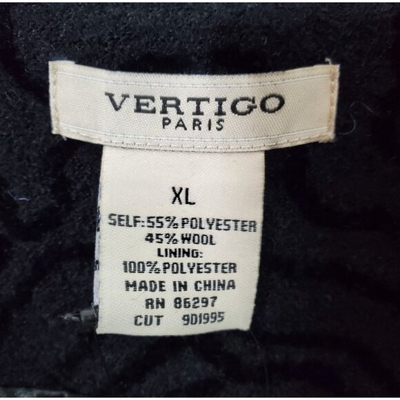 NWT Vertigo Paris Women's Black Wool Modern Day Pea Coat Size XL 1122 - Picture 13 of 13